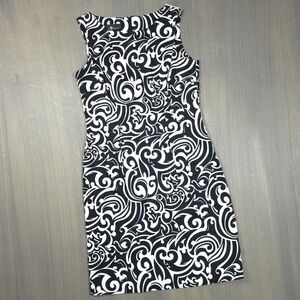 AB Studio Womens Sleeveless Sheath Dress Size 4 Black White Swirl